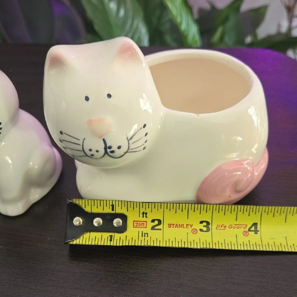 Ceramic Cozy Cats, Salt and pepper shaker and sponge holder.